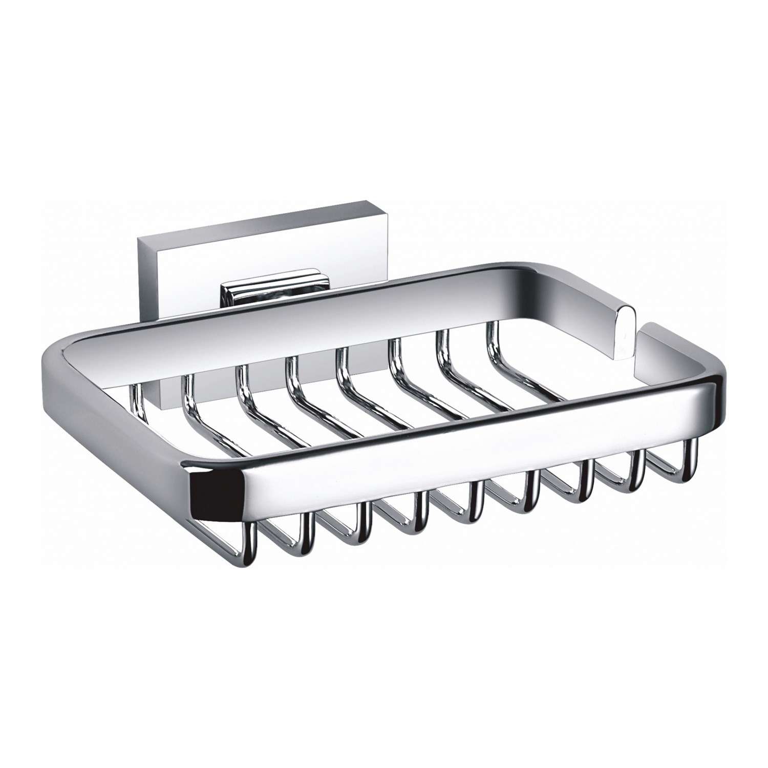 Wonzon & Woghand Flat Мыльница с латунной решеткой, подвесная, цвет: хром глянцевый WW-9724