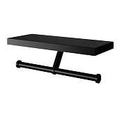 Wonzon & Woghand Держатель туалетной бумаги, двойной с полочкой, подвесной, цвет: черный матовый WW-V3802-MB