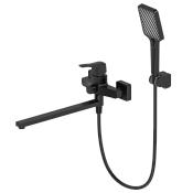 Wonzon & Woghand Flex Смеситель для ванны накладной с душем, цвет: черный матовый WW-639906-MB