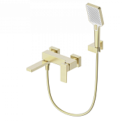 Wonzon & Woghand Cube 2.0 Смеситель для ванны накладной с душем, цвет: брашированное золото WW-88037068-BG
