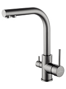 Wonzon & Woghand Смеситель для кухни с каналом для фильтрации воды, излив 19 см, цвет: темный графит WW-88458005-BGM