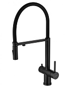 Wonzon & Woghand Смеситель для кухни с гибким изливом и каналом для фильт. воды, цвет: черный мат. WW-88458009-MB