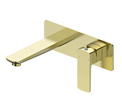 Wonzon & Woghand Edge Смеситель для раковины встраиваемый, излив 18,4 см, цвет: брашированное золото WW-88869003-BG