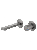 Wonzon & Woghand Смеситель для раковины встраиваемый, излив 18 см, цвет: темный графит WW-105-BGG