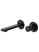 Wonzon & Woghand Смеситель для раковины встраиваемый, излив 18 см, цвет: черный матовый WW-105-MB