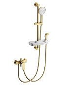 Wonzon & Woghand Смеситель для ванны с душевым гарнитуром и гиг. душем, цвет: брашированное золото WW-A31003-BG