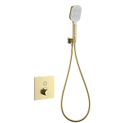 Wonzon & Woghand Смеситель для ванны термостатический с душевым гарнитуром, цвет: браширован. золото WW-D1017-B-BG