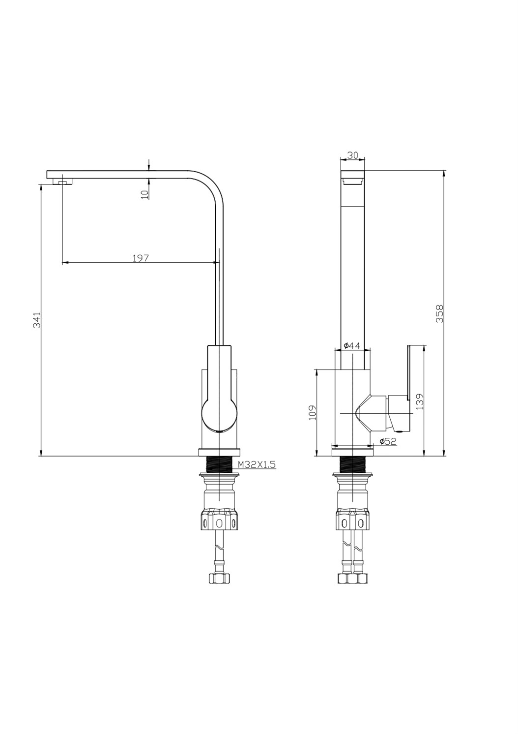 Wonzon & Woghand Смеситель для кухни, изливом 19,7 см, цвет: белый матовый WW-AE4550-MW