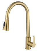 Wonzon & Woghand Смеситель для кухни с выдвижным изливом 23,25 см, цвет: брашированное золото WW-121E201L-BG