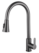 Wonzon & Woghand Смеситель для кухни с выдвижным изливом 23,25 см, цвет: темный графит WW-121E201L-BGG