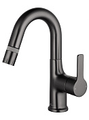 Wonzon & Woghand Смеситель для кухни с выдвижным изливом 14,39 см, цвет: темный графит WW-FE01L212-BGG