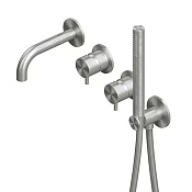 QuadroDesign Source Смеситель для ванны встр, с изливом и душ набором, цвет: brushed stainless steel 1369.00AS