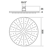 QuadroDesign Верхний душ 30 см, цвет: brushed stainless steel SF048AS