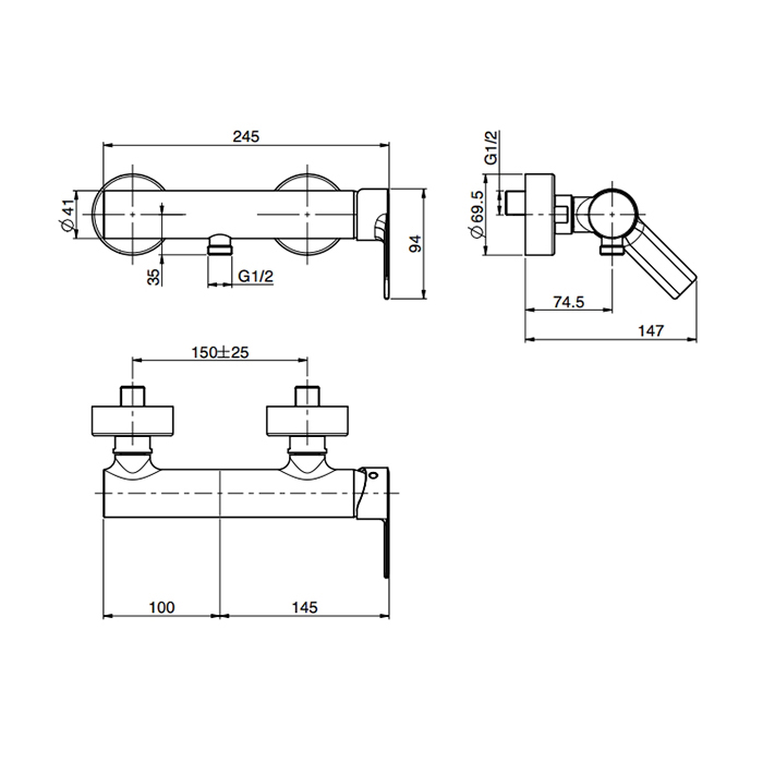 Fima Carlo Frattini Flo' Смеситель для душа без душевого комплекта, без излива, цвет: chrome F3135/1CR