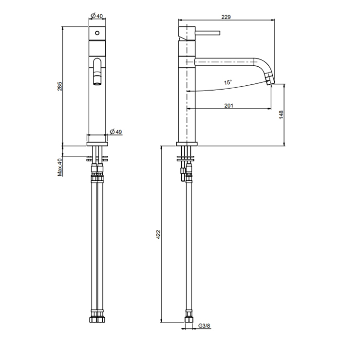 Fima Carlo Frattini Kitchen Смеситель для кухни, поворотный излив 20,1 см, цвет: black matt F3227NS