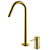 Fima Carlo Frattini Spillo Up Смеситель для раковины на 2 отверстия с д/к, излив 12,5 см, цвет: gold F3271NCOR