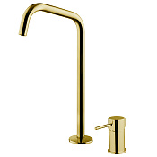 Fima Carlo Frattini Spillo Up Смеситель для раковины на 2 отверстия с д/к, излив 16 см, цвет: gold F3271NDOR