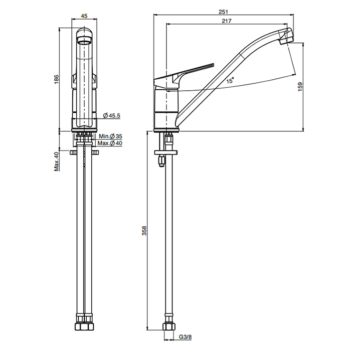 Fima Carlo Frattini Kitchen Смеситель для кухни, поворотный излив, Energy Saving, цвет: chrome F3767CR.ES