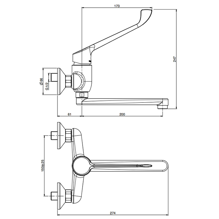 Fima Carlo Frattini Collettivita Смеситель на раковину с длинной ручкой, излив 20 см, цвет: chrome F3836LCCR