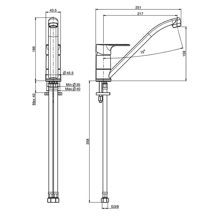 Fima Carlo Frattini Kitchen Смеситель для кухни, поворотный излив 21,7 см, цвет: chrome F3837CR