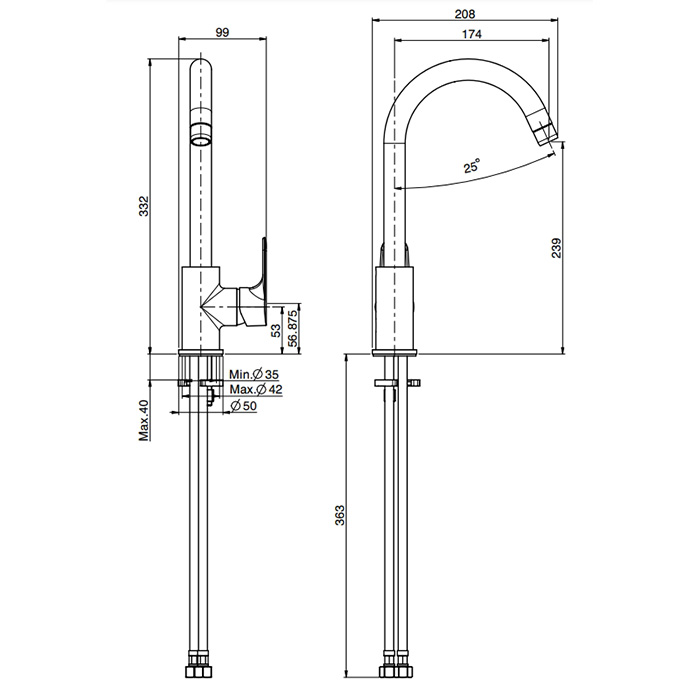 Fima Carlo Frattini Kitchen Смеситель для кухни, поворотный излив 17,4 см, цвет: chrome F3837/3CR