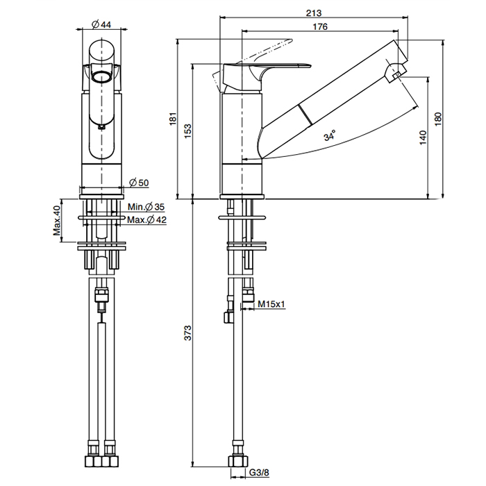 Fima Carlo Frattini Kitchen Смеситель для кухни с выдвижным изливом, Energy Saving, цвет: chrome F3838CR.ES