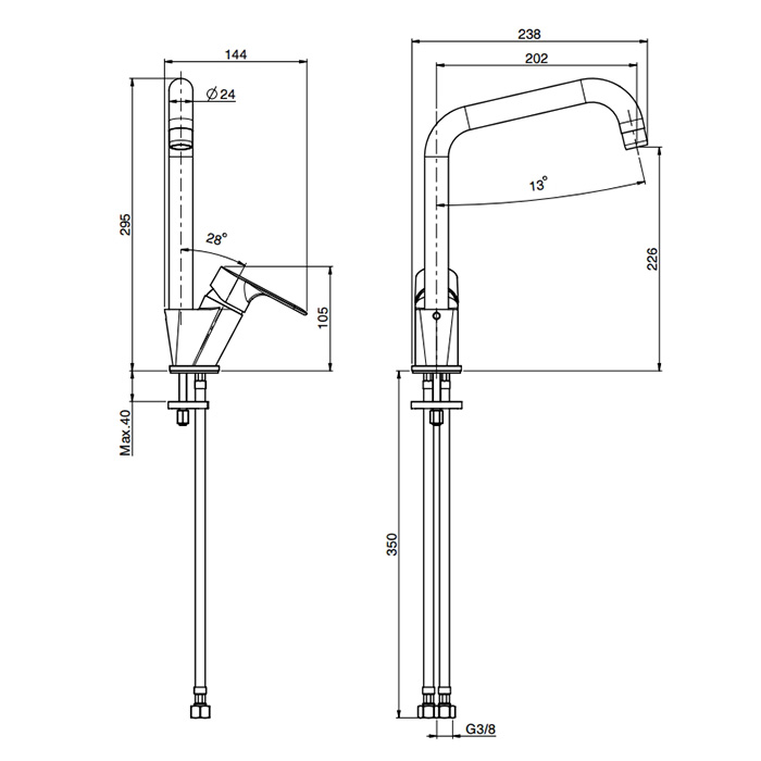 Fima Carlo Frattini Kitchen Смеситель для кухни, поворотный излив, Energy Saving, цвет: chrome F3847/1CR.ES