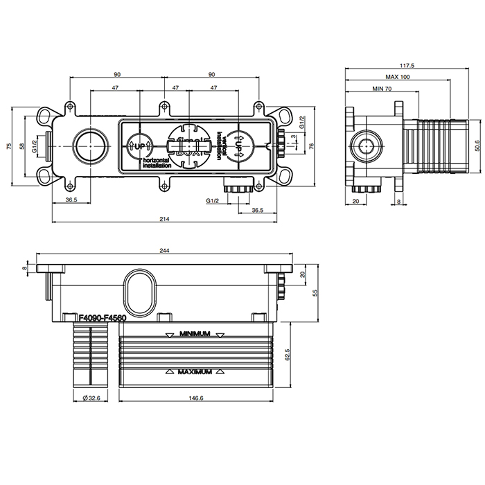 Fima Carlo Frattini Внутренняя часть встраиваемого смесителя для раковины, 1 потребитель F4090