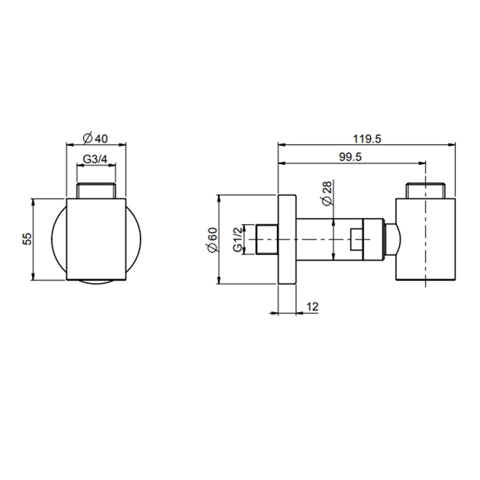 Fima Carlo Frattini Complementi Шланговое подключение без держателя душа 1/2х3/4, цвет: chrome F2123CR