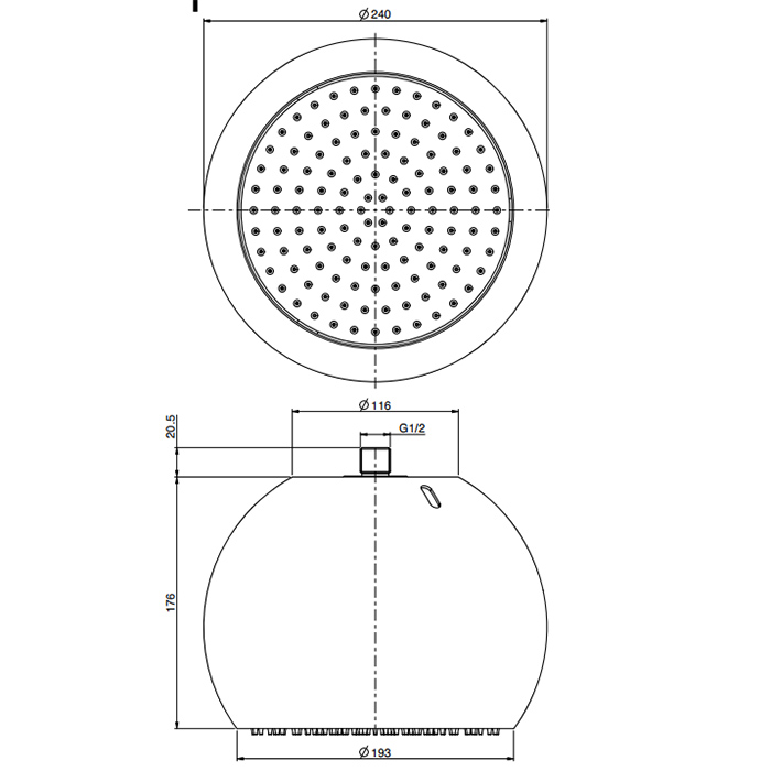 Fima Carlo Frattini Wellness Верхний душ 18,6 см, 1 режим, цвет: chrome F2340/1CRC