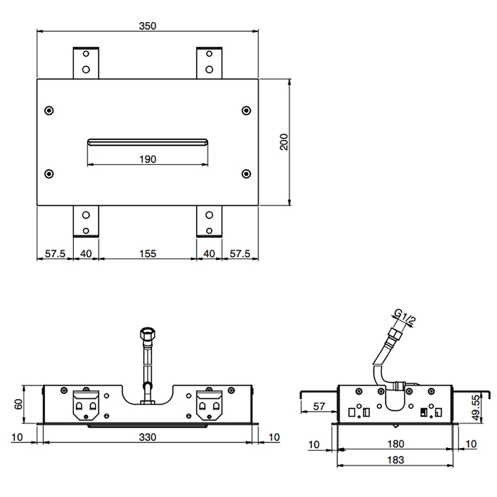 Fima Carlo Frattini Soffioni Потолочный душ 35х20 см, встраиваемый, 1 режим, цвет: black matt F2810NS