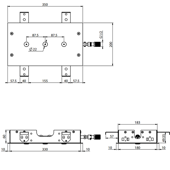 Fima Carlo Frattini Soffioni Потолочный душ 35х20 см, встраиваемый, 1 режим, цвет: black matt F2815NS
