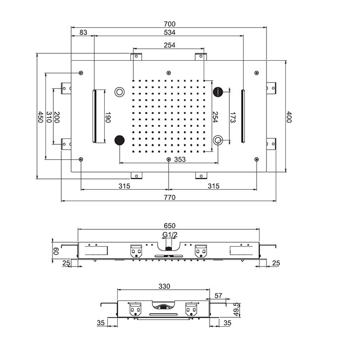 Fima Carlo Frattini Wellness Потолочный душ 70х40 см, встраиваемый, 2 режима, цвет: chrome F2904CR