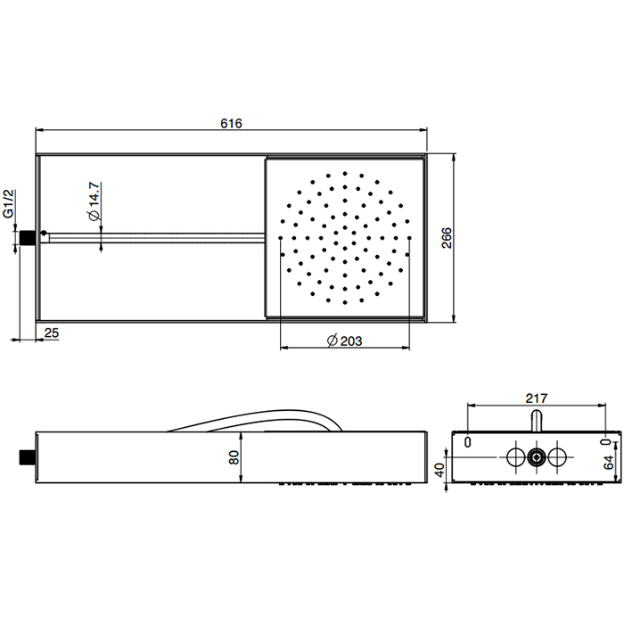 Fima Carlo Frattini Soffioni Верхний душ 62х26 см, 1 режим, цвет: stainless steel F2991NINOX