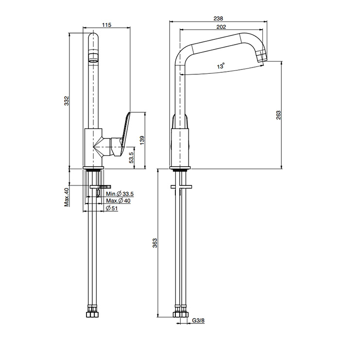 Fima Carlo Frattini Kitchen Смеситель для кухни, поворотный излив, Energy Saving, цвет: chrome F3007/1RCR.ES