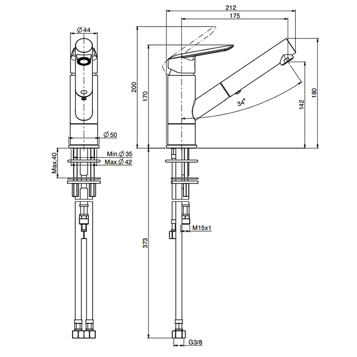 Fima Carlo Frattini Kitchen Смеситель для кухни, Energy Saving с выдвижным изливом, цвет: chrome F3008CR.ES
