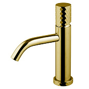 Fima Carlo Frattini Spillo Tech Смеситель для раковины, с донным клапаном, излив 11,7 см, цвет: gold F3031TXSXOR