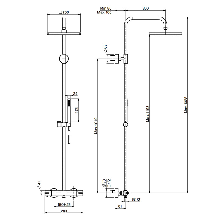 Fima Carlo Frattini Wellness Душевая стойка: термостат, верхний и ручной душ, цвет: chrome F4905/QP255CR