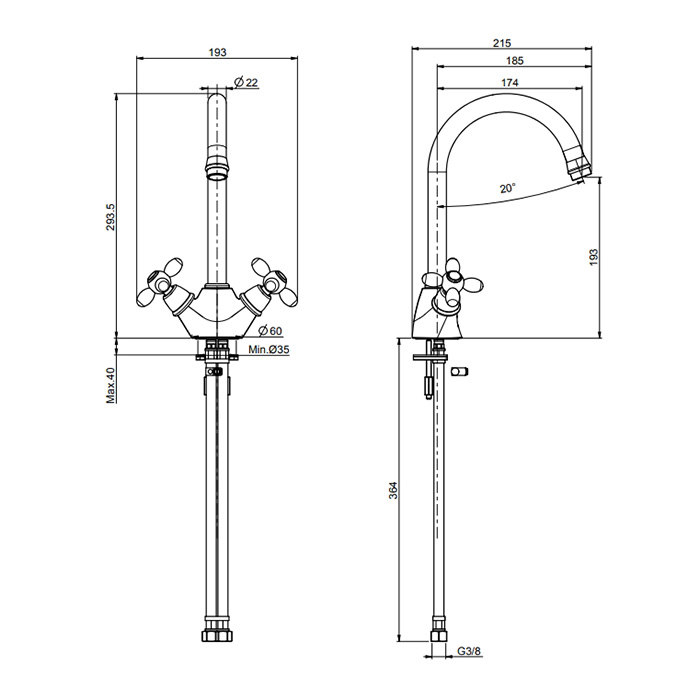 Fima Carlo Frattini Kitchen Смеситель для кухни, поворотный излив 17,4 см, цвет: gold F5007OR