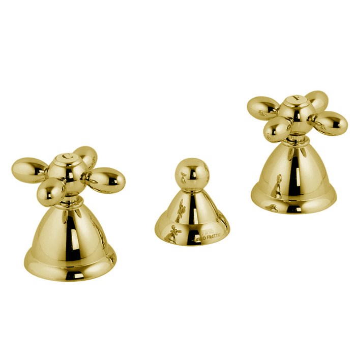 Fima Carlo Frattini Olivia Смеситель для биде на 3 отверстия, с донным клапаном, цвет: gold F5032OR