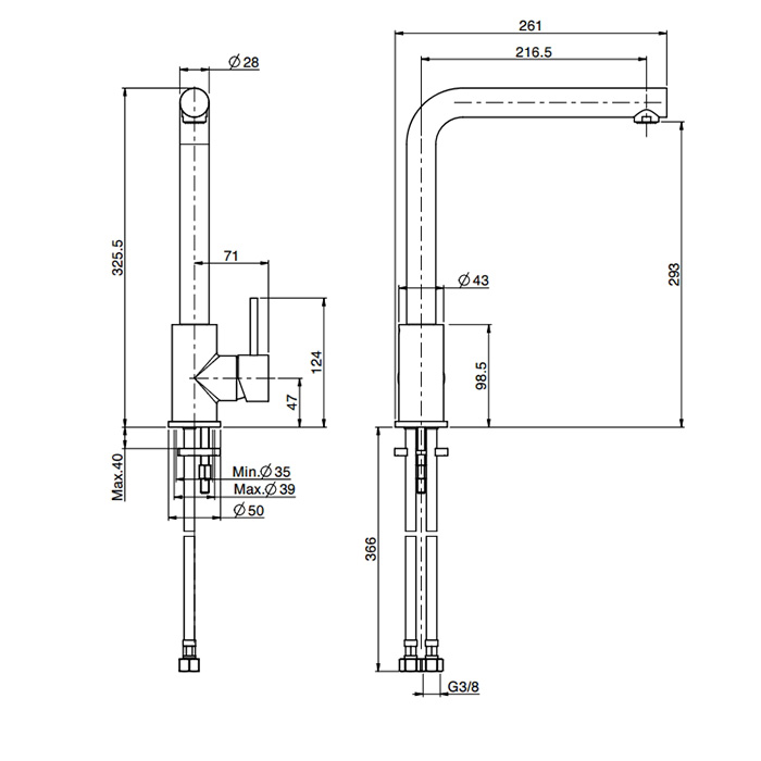 Fima Carlo Frattini Kitchen Смеситель для кухни, поворотный излив 22 см, цвет: stainless steel F7024/BINOX