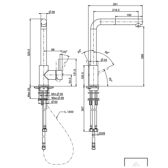 Fima Carlo Frattini Kitchen Смеситель для кухни с поворотно-выдвижным изливом цвет: stainless steel F7025/BINOX