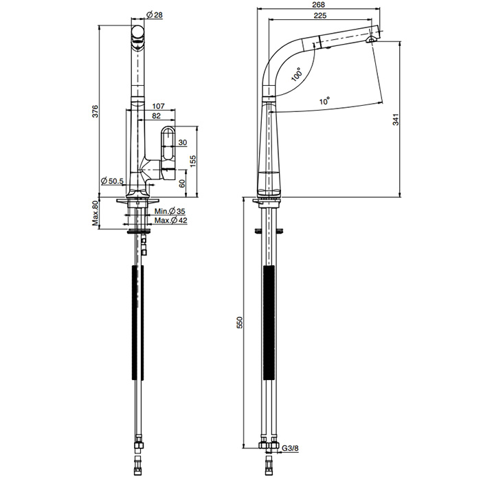 Fima Carlo Frattini Kitchen Смеситель для кухни с поворотно-выдвижным изливом, цвет: black matt F7026NS