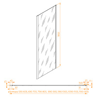 RGW Боковая стенка, Easy Clean 100х195h см, стекло прозрачное 6 мм, цвет: черный матовый 352205200-14