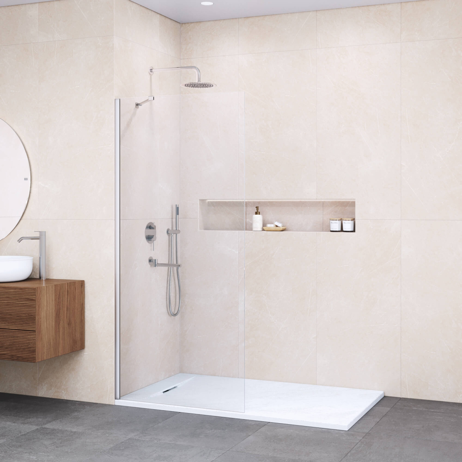 RGW Душевое ограждение walk-in, Easy Clean, 110х195h см, стекло прозрачное 8 мм, цвет: хром глянец 351011011-11