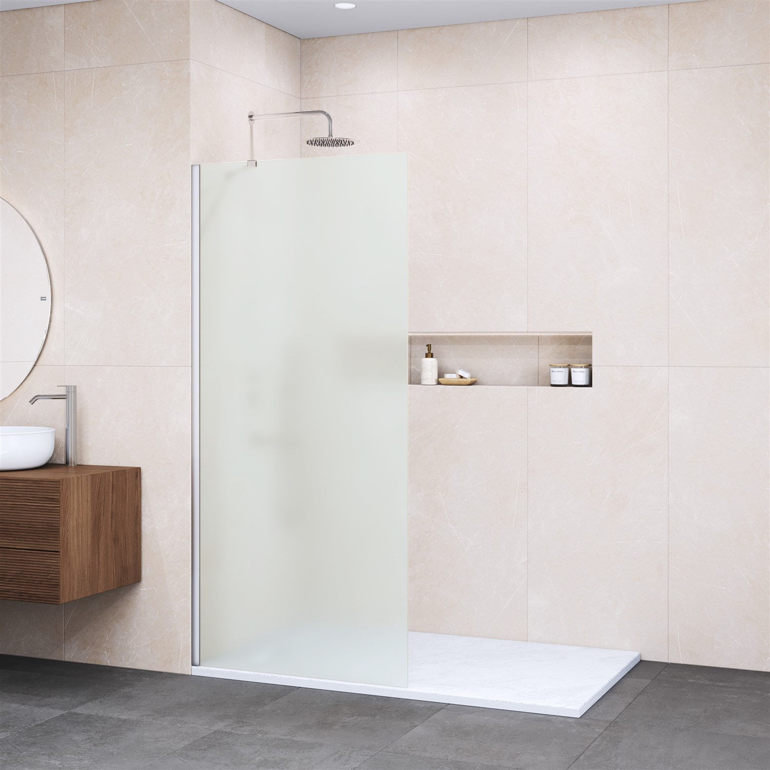 RGW Душевое ограждение walk-in, Easy Clean 90х195h см, стекло матовое 8 мм, цвет: хром глянцевый 351011009-21