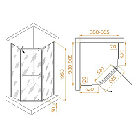 RGW Passage Душевой уголок 90х100х195h см, Easy Clean, стекло прозрачное 6 мм, цвет: черный матовый 35089190-14