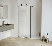 RGW Душевое ограждение walk-in, Easy Clean 100х195h см, стекло рифленое 8 мм, цвет: черный матовый 06100810-154