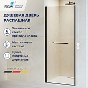 RGW Passage Душевая дверь в нишу, Easy Clean, 60х195h см, стекло прозрачное 6 мм, цвет: черный мат. 020810306-14