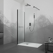 RGW Душевое ограждение walk-in, Easy Clean, 100х195h см, стекло прозрачное 6 мм, цвет: черный мат. 351005108-14